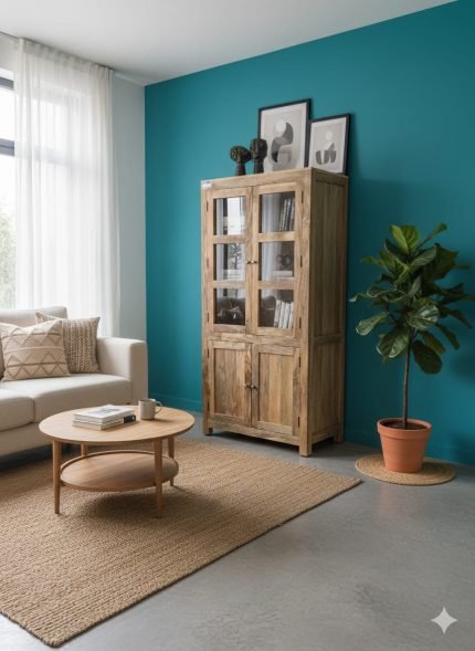 Heritage Mango Wood Display Cabinet & Bookshelf