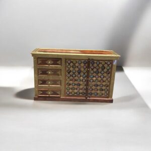 Sheesham Wood Sideboard with Brass & Tile Fittings