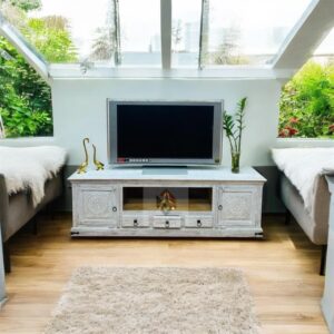 Mango Wood Carved TV Stand