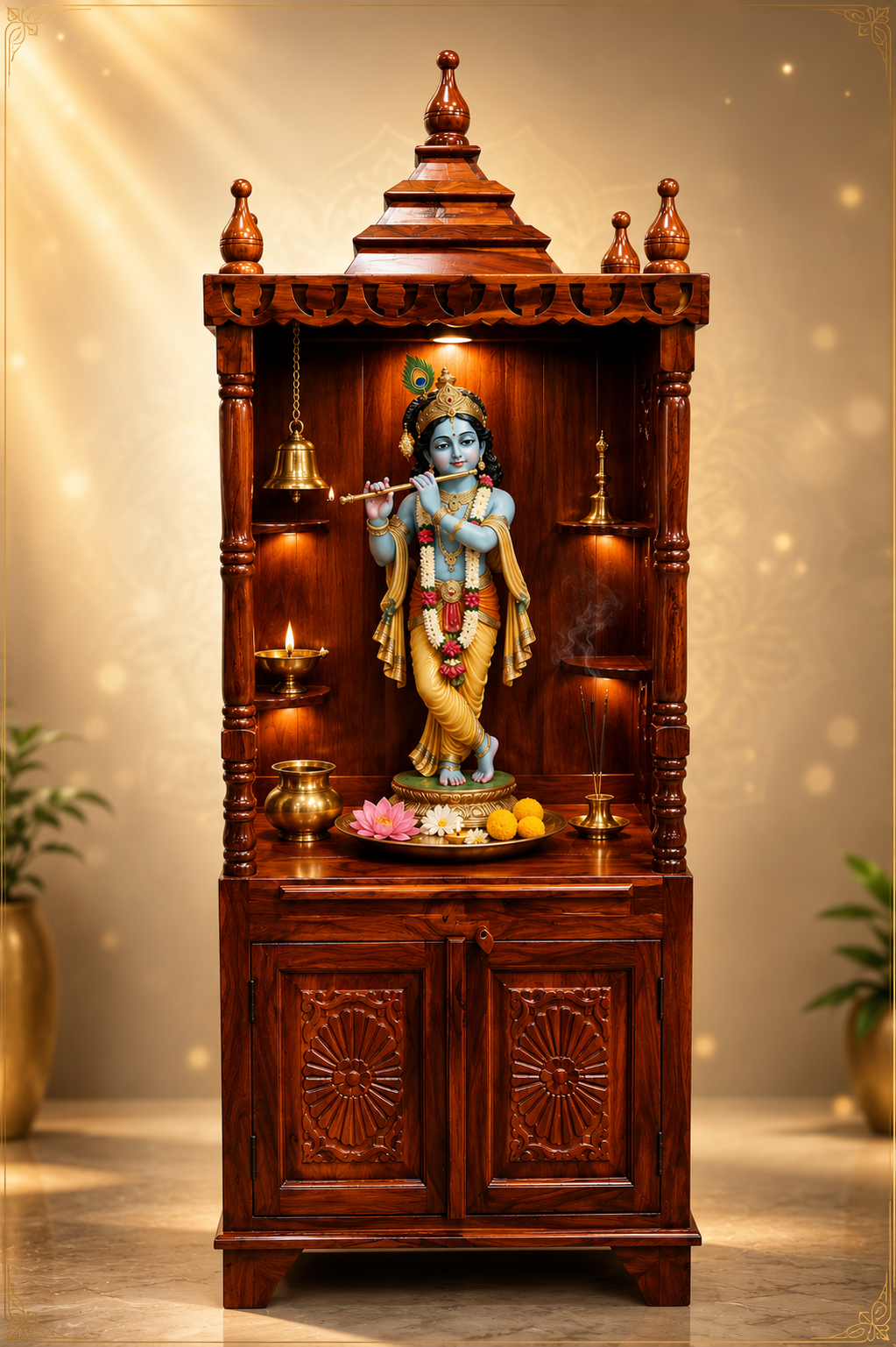 Handcrafted Sheesham Wood Home Temple