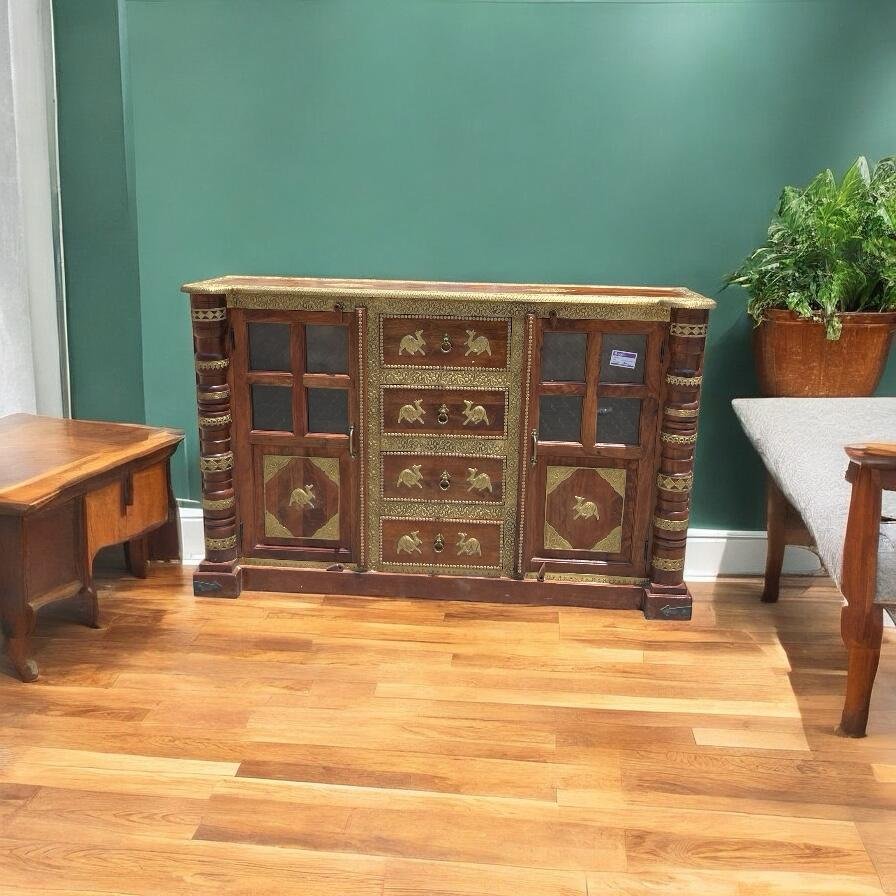 Sheesham Wood Sideboard with Brass Fittings