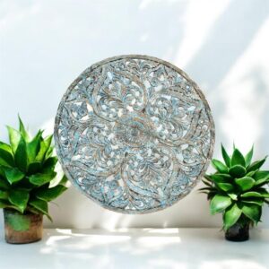 Mango Wood Carved Circular Wall Hanging