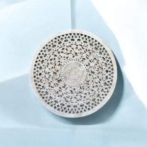 Mango Wood Carved Circle Wall Hanging