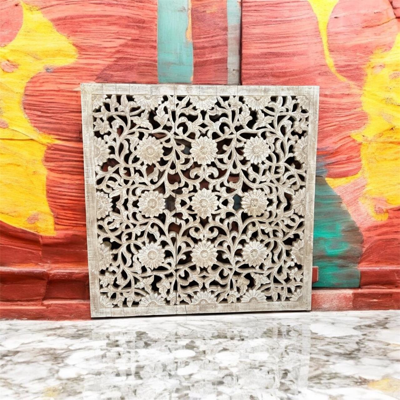 Mango Wood Carved Wall Hanging