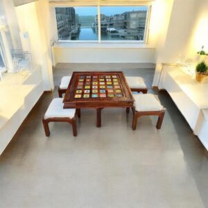 Wooden Coffee Table with 4 Chairs