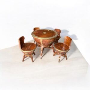 Wooden Round Table with 4 Chairs