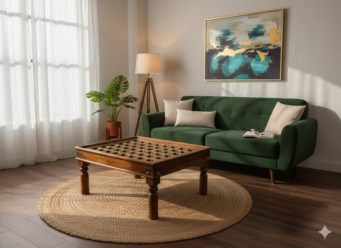 Handcrafted Solid Wood Coffee Table - Image 3