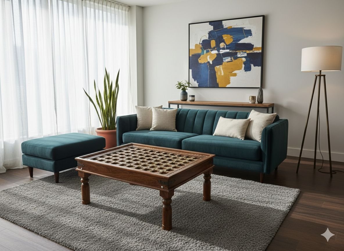 Handcrafted Solid Wood Coffee Table - Image 2