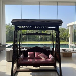 Royal Handcrafted Wooden Garden Swing with Canopy.