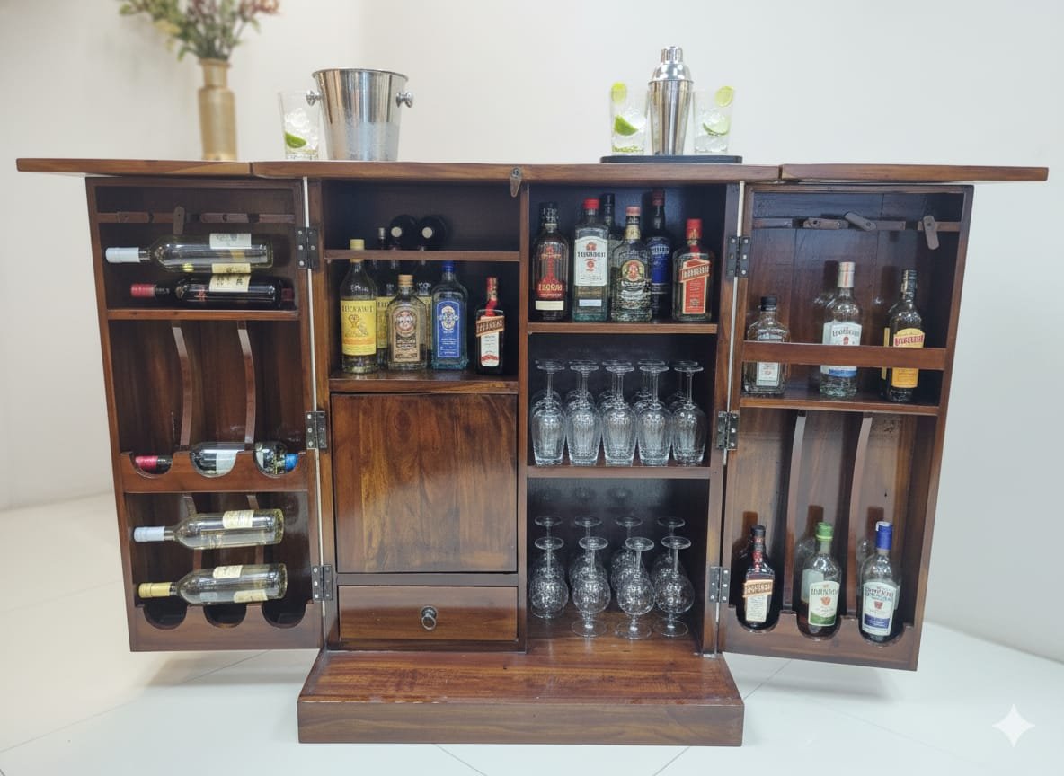 Royal Solid Wood Bar Counter / Luxury Home Bar Cabinet - Image 3