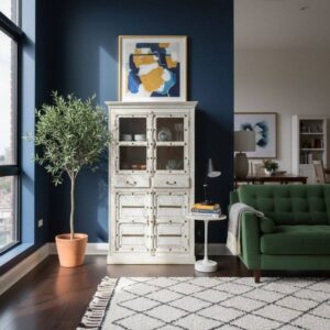 Vintage Solid Wood Glass Cabinet