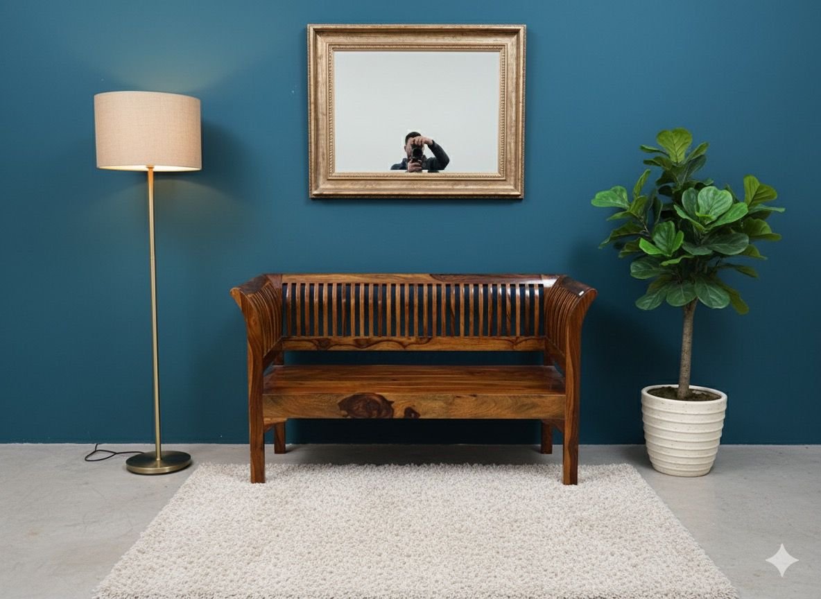 Royal Sheesham Wood 2-Seater Sofa Bench