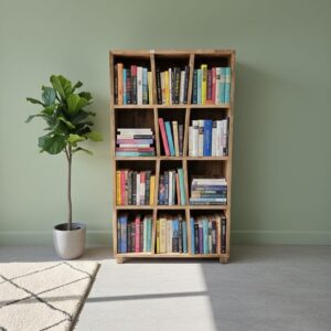 Abstract Geometric Mango Wood Bookshelf