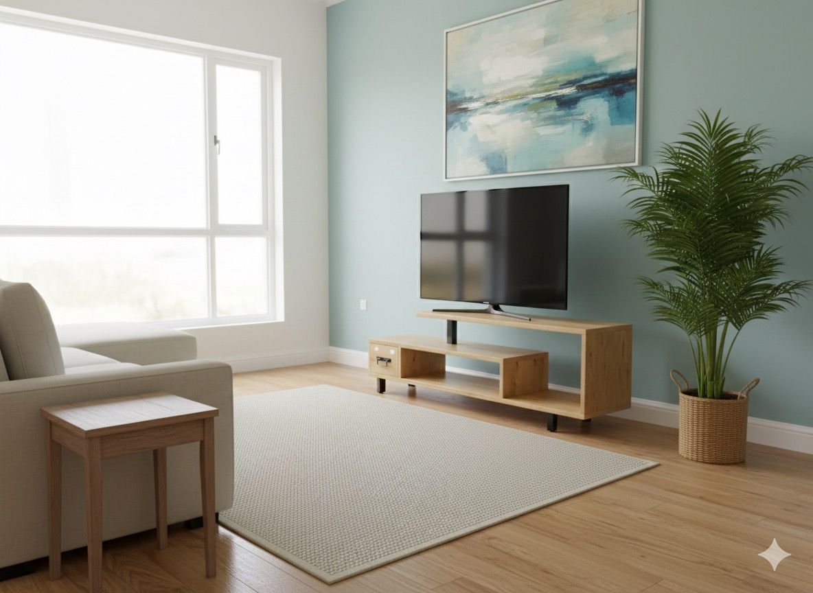 Sleek Asymmetrical Mango Wood TV Media Console - Image 4