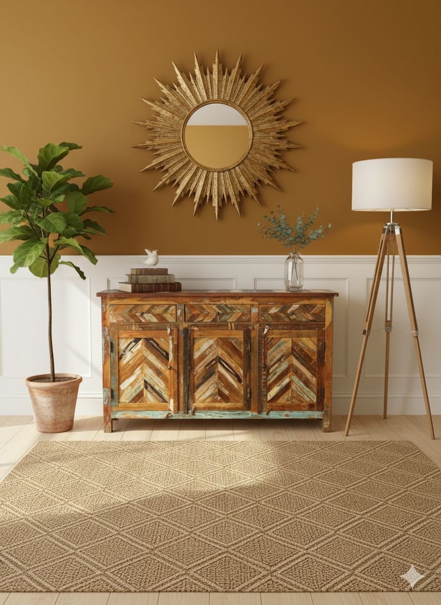 Reclaimed Wood Chevron 3-Door Sideboard - Image 5
