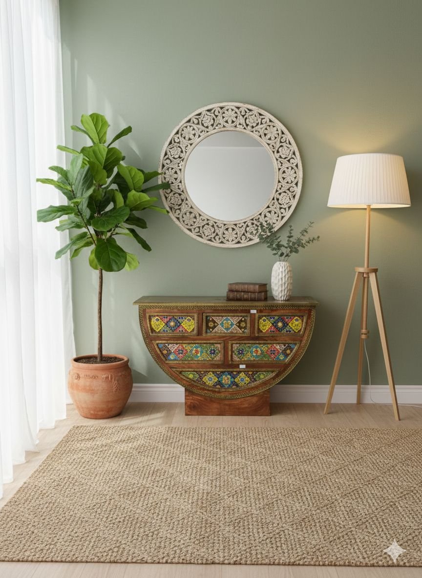 Tile Fitted Crescent Moon Chest of Drawers - Image 4