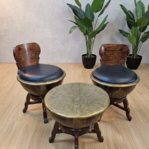 Antique-Inspired Globe Lounge Set – Handcrafted 3-Piece Collection