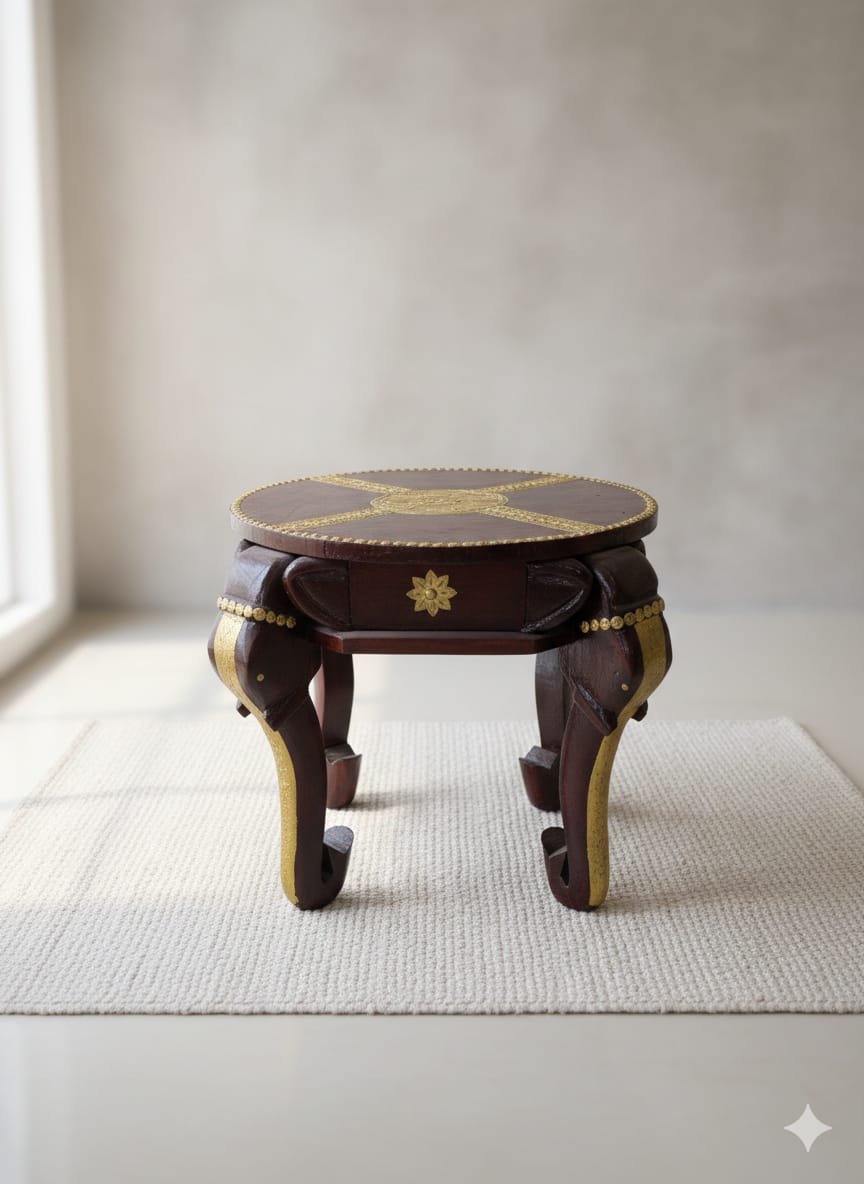 Exquisite Hand-Carved Elephant Trunk Accent Table - Image 2