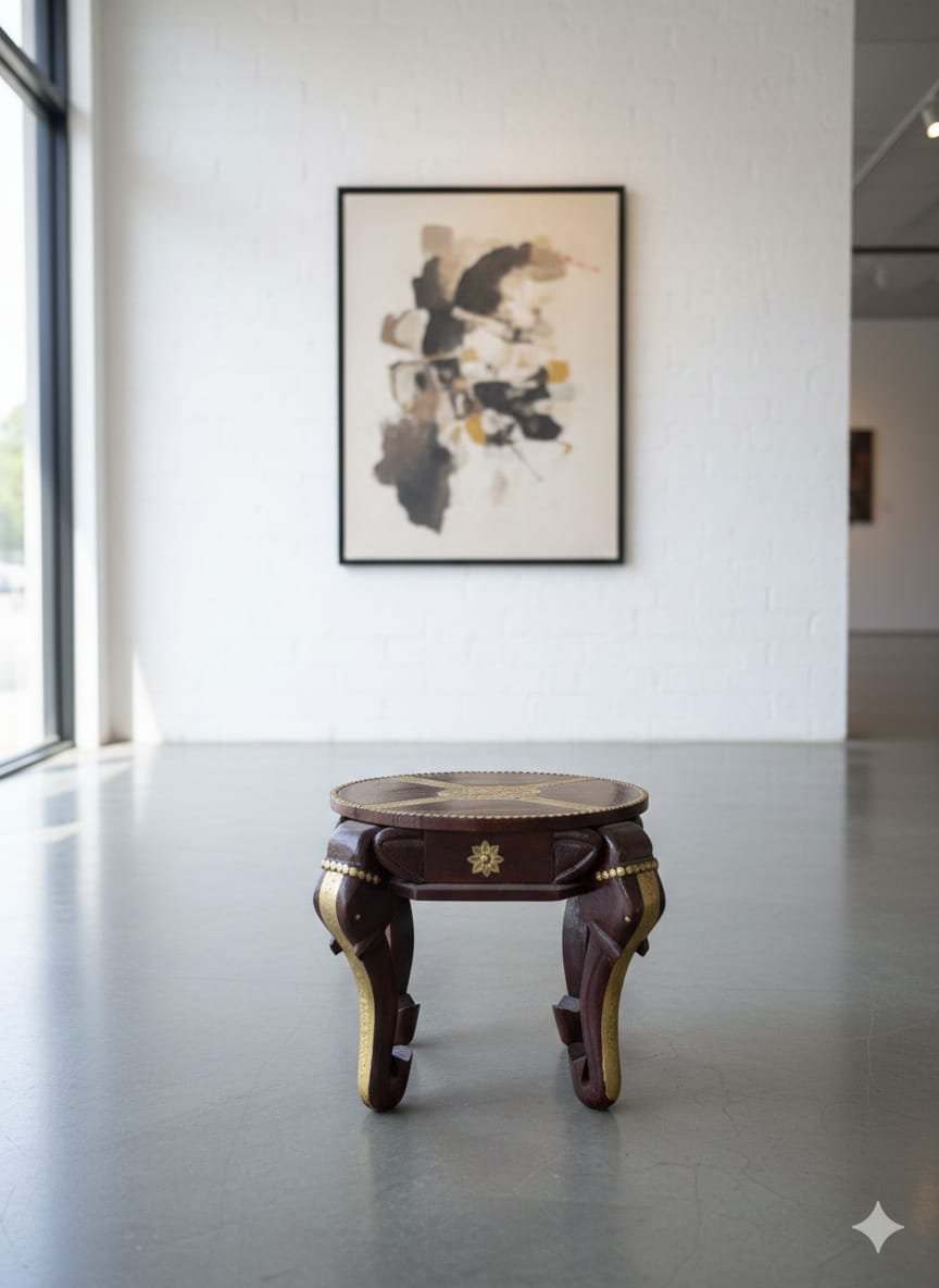 Exquisite Hand-Carved Elephant Trunk Accent Table - Image 4