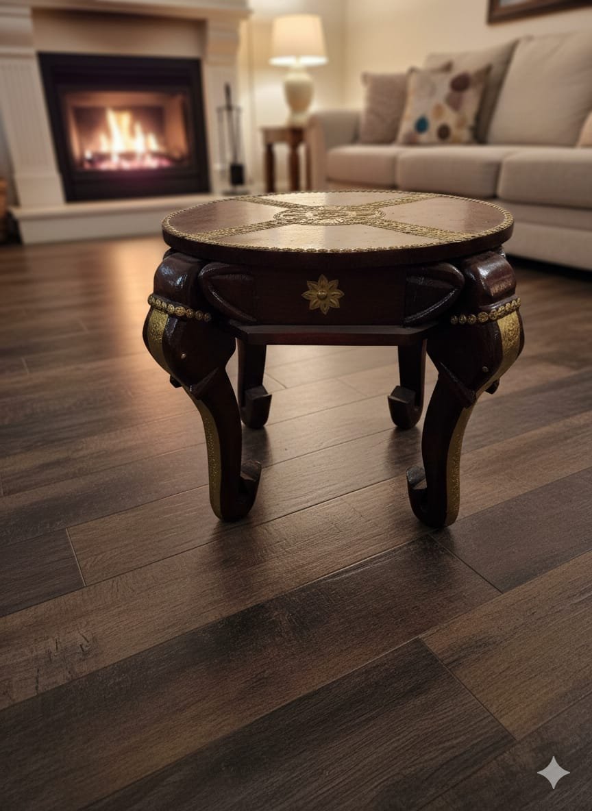 Exquisite Hand-Carved Elephant Trunk Accent Table - Image 3