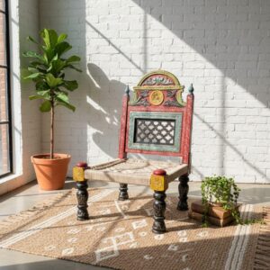 Hand-Painted Ethnic Accent Charpai Chair