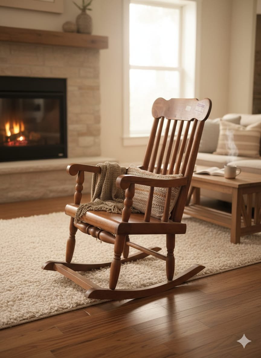 Handcrafted Sheesham Wood Kids' Rocking Chair - Image 5