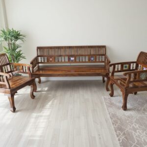 Handcrafted 3+1+1 Sheesham Wood Sofa Set