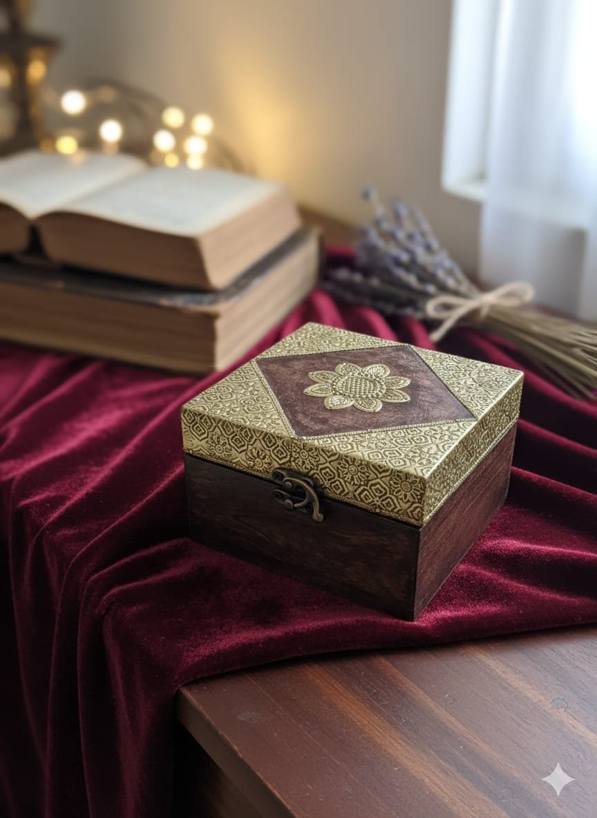 Hand-Carved Wooden Jewelry & Memory Box