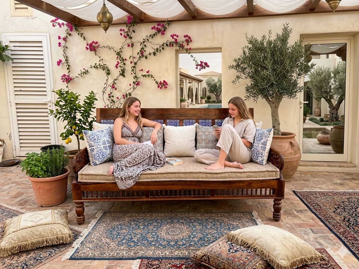 Sheesham Wood Daybed with Blue Ceramic Tiles - Image 3