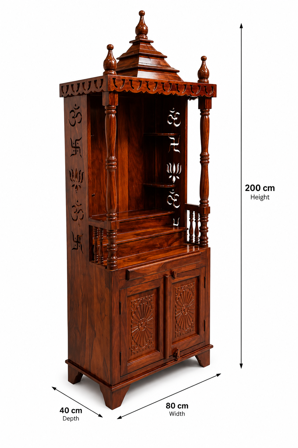 Handcrafted Sheesham Wood Home Temple - Image 6