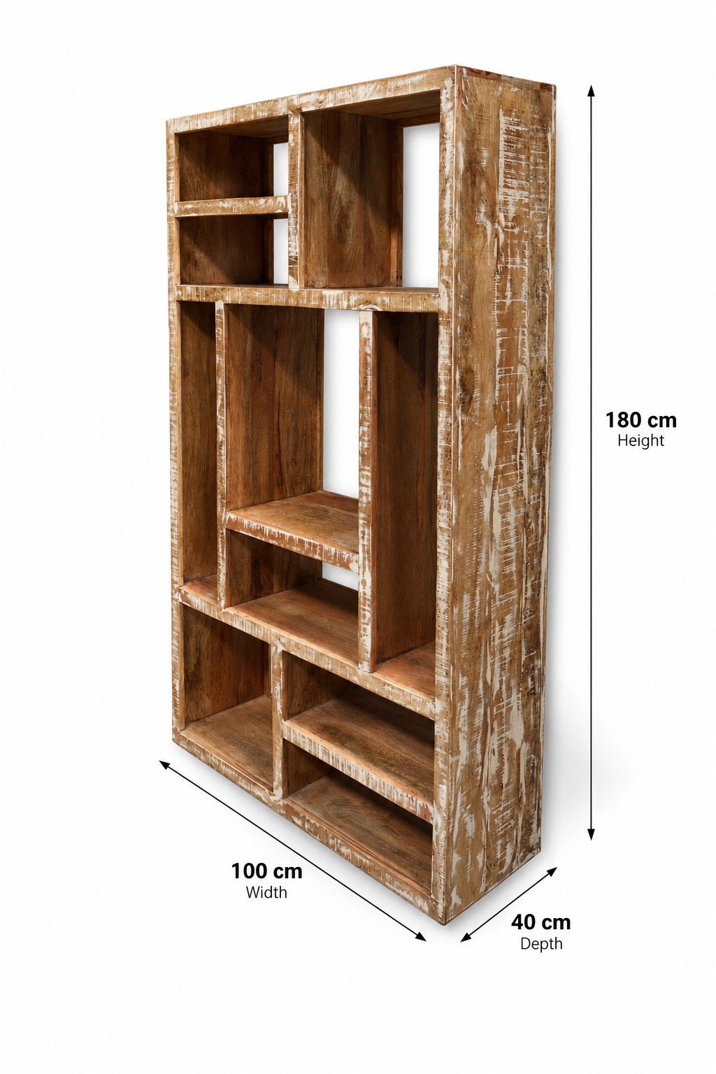 Artisan Asymmetric Mango Wood Bookshelf - Image 4