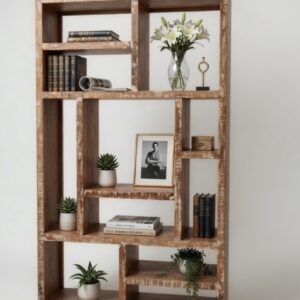 Artisan Asymmetric Mango Wood Bookshelf