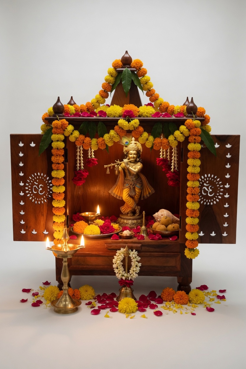 Handcrafted Wooden Mandir - Image 3
