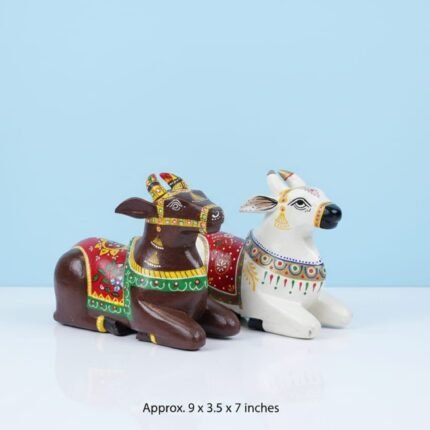 Hand-Painted Traditional Wooden Nandi Cow