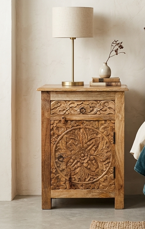 Hand-Carved Mango Wood Mandala Bedroom Set - Image 6
