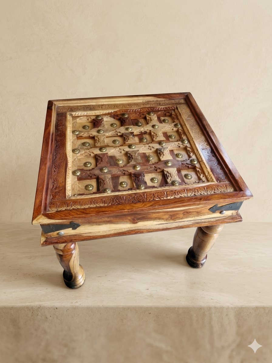 Handcrafted Sheesham Wood Centre Table - Image 2