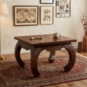 Square Coffee Table with Scalloped Cabriole Legs