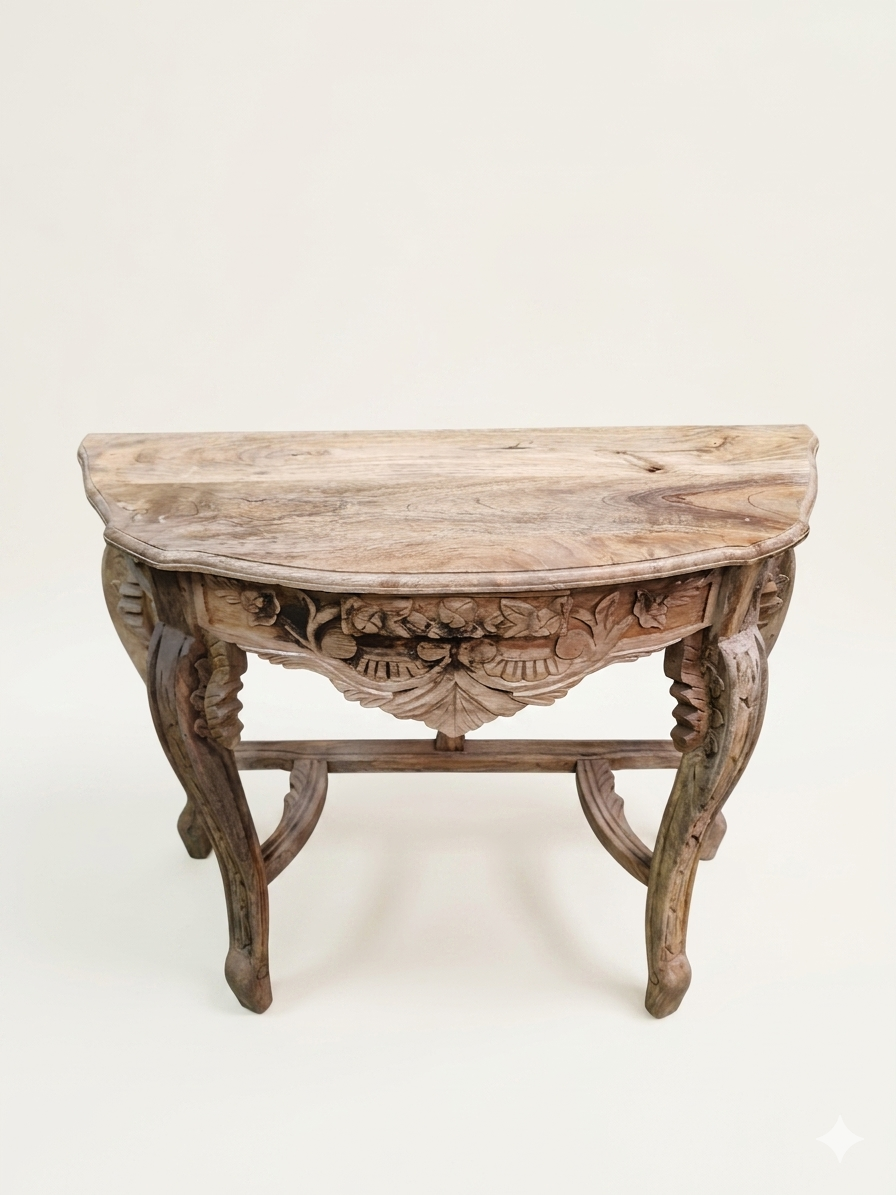 Hand-Carved Solid Mango Wood Console Table - Image 4