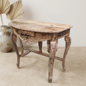 Hand-Carved Solid Mango Wood Console Table