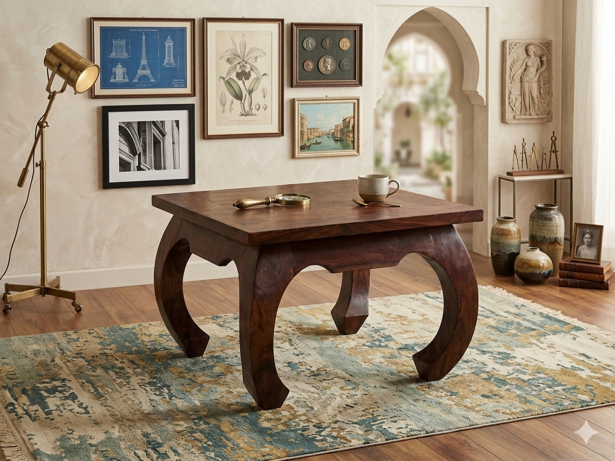 Square Coffee Table with Scalloped Cabriole Legs - Image 3