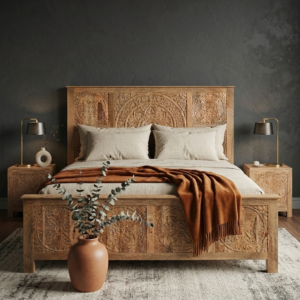 Hand-Carved Mango Wood Mandala Bedroom Set