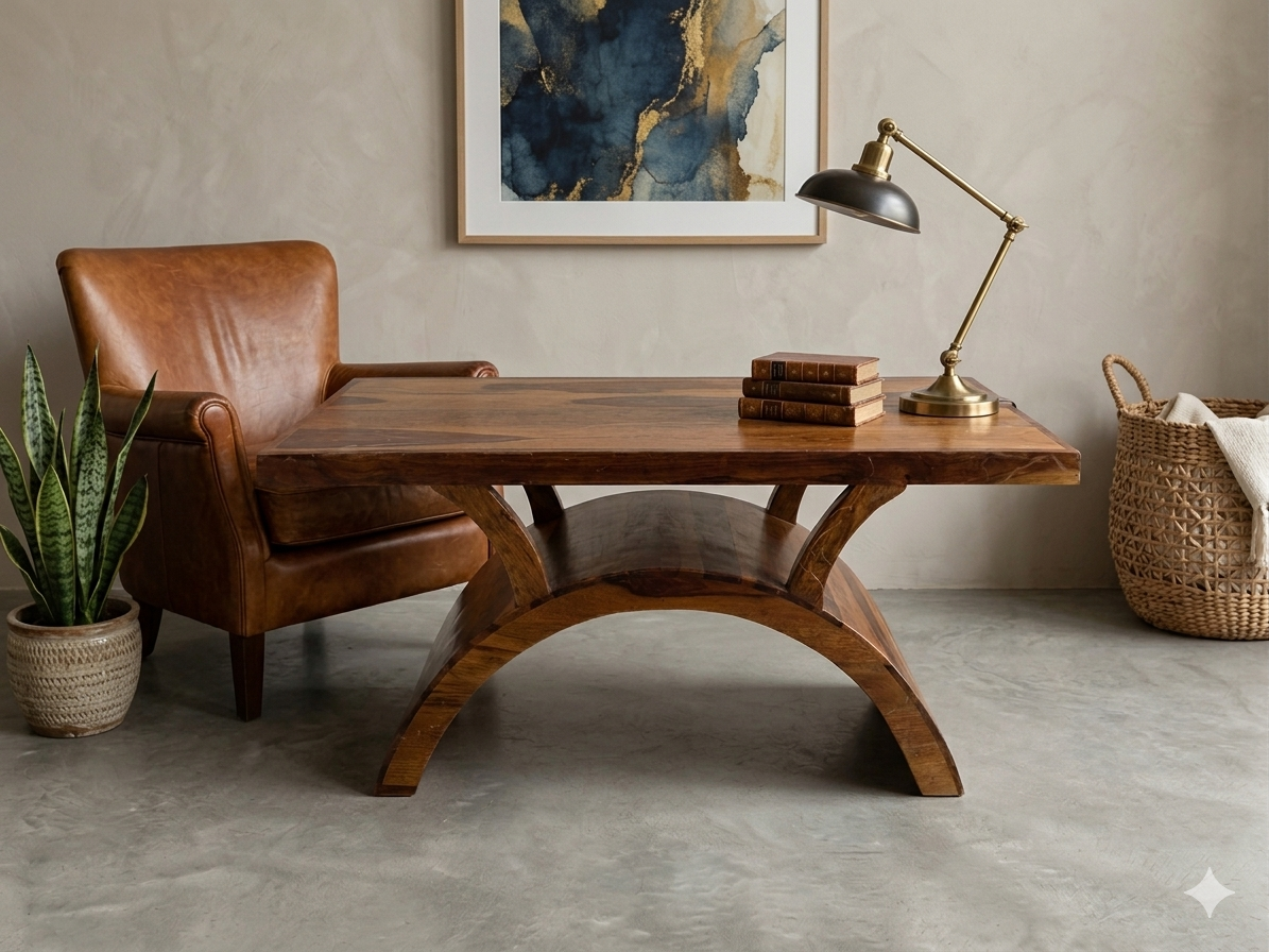 Contemporary Arched Solid Wood Center Table - Image 2