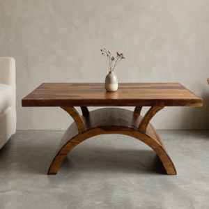 Contemporary Arched Solid Wood Center Table