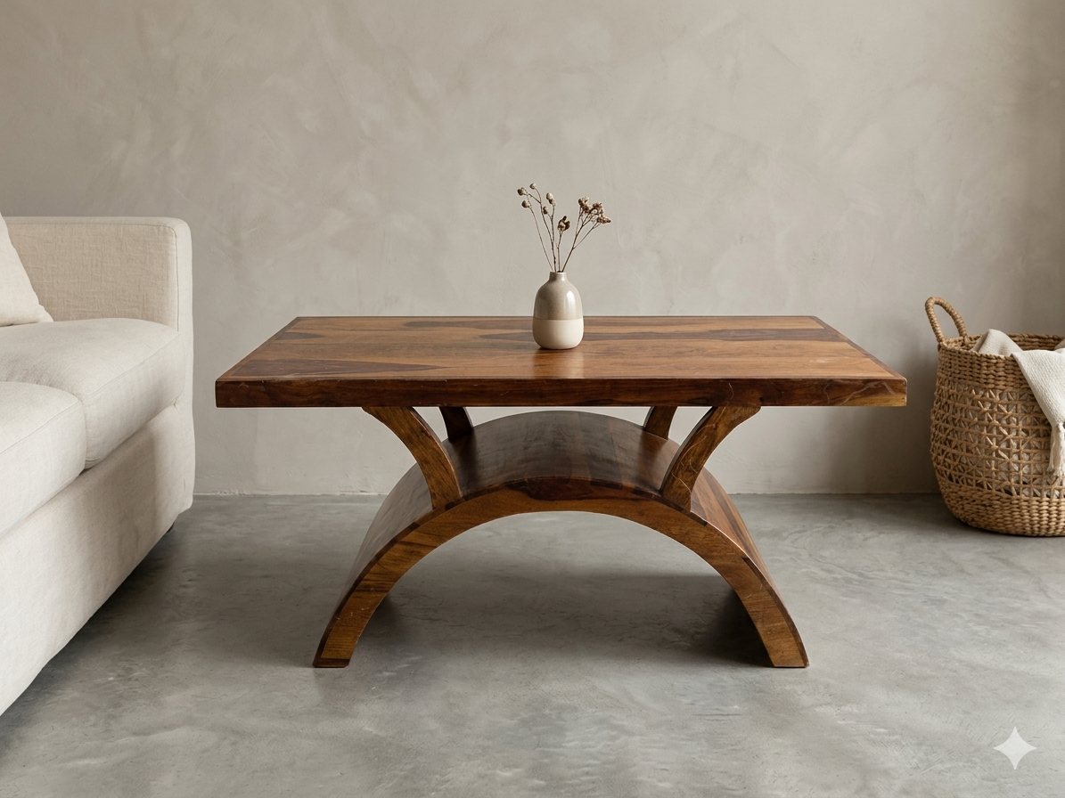 Contemporary Arched Solid Wood Center Table