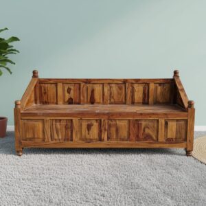 Traditional Paneled Solid Wood 3-Seater Sofa