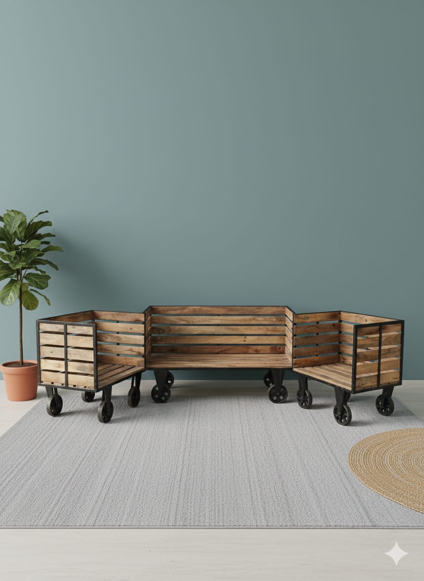 Forge Modular Industrial Trolley Sofa Set(3+1+1)