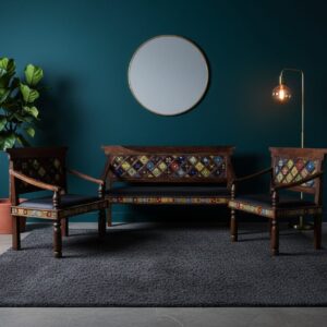 Artisan Tile Fitted Solid Wood Sofa Set