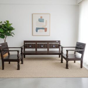 Heritage Hand-Carved Solid Wood Sofa Set(3+1+1)