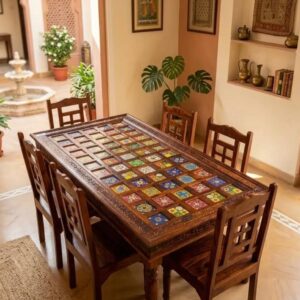Tile fitted Dining Table Set with 6 Chairs