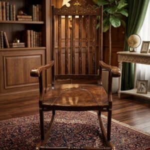 Royal Heritage Solid Wood Rocking Chair with Brass Inlay